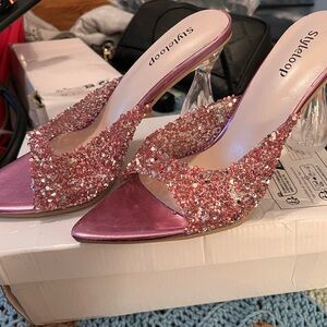 Shimmering Pink Mules